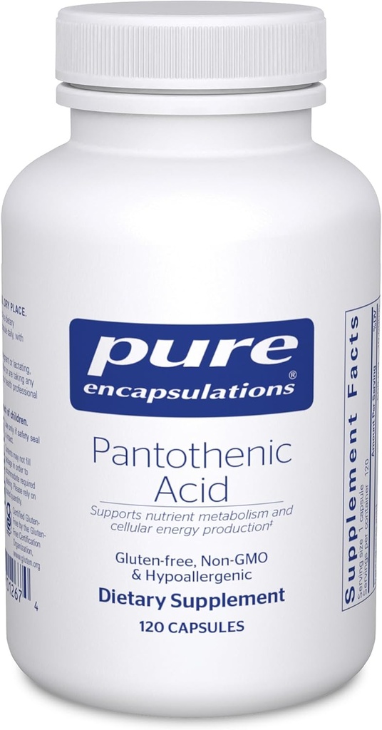 Pure Encapsulations Pantothenic Acid ← Hypoallergenic Supplement Supports Cellular Energy Production, Adrenal and Cardiovascular Health  120 Capsules
