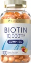 Carlyle Biotin 10000mcg Gummies Silencio 100 Conde Silencio Peach Flavor Suplemento Silencio Vegan, No GMO, Gluten Free