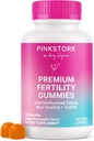 Pink Stork Fertility Gummies for Women – Pineapple Mango Flavor, Conception Support with Myo-Inositol, CoQ10, Folate, Zinc, Vitamin D, B6, B12 – Hormonal &amp; Reproductive Health Supplement – 60 Gummies