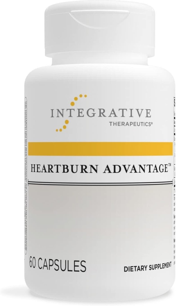 Terapéutica Integrativa Heartburn Advantage - Asistencia para la acidez ocasional del corazón, Bloating " Nausea* - Digestive " GI Health Support Supplement- Gluten-Free " Dairy-Free - 60 cápsulas (60 piezas)