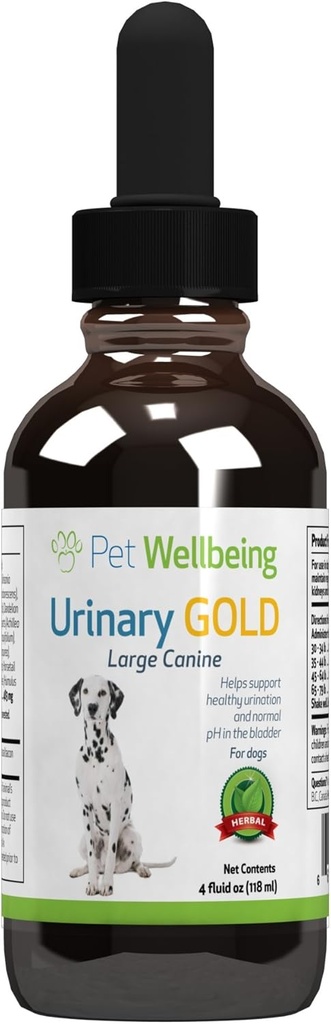 Pet Wellbeing Urinary Gold for Dogs - Vet-Formulated Multi-Herb Urinary Tract Support - Vedder Health &amp; Urinary System Wellness - Holistic Dog Supplement - Liquid Formula 4 oz (118 ml)