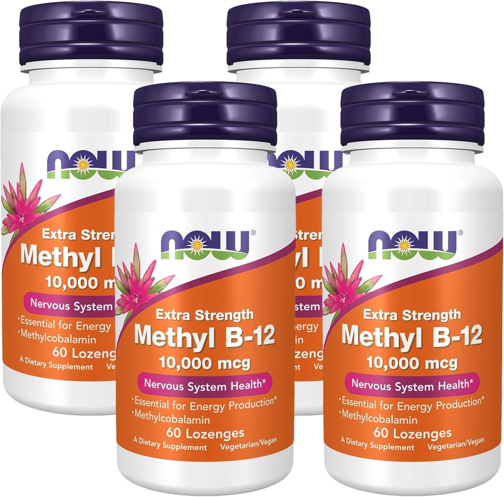 AHORA Suplementos, Metil B-12 (Methylcobalamin) 10,000 mcg, Nervous System Health*, 60 Lozenges (Pack of 4)