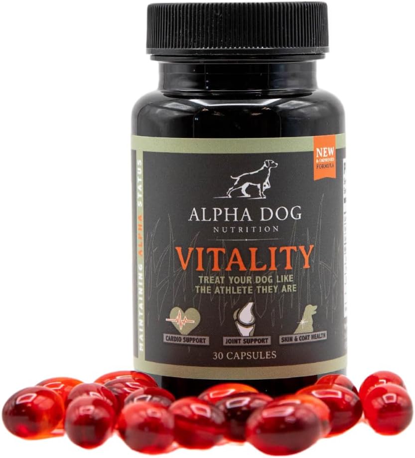 Aceite de Krill para perros - Vitality by Alpha Dog Nutrition – Reduce las alergias de perros, Itchiness, " Shedding - Promueve la habilidad saludable y la carne