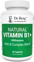 Dr. Berg Natural Vitamina B1 B6 Complejo B12 - Allithiamine Vitamin B1 Suplemento con 8 Complejo de Vitamina B Esencial para Hombres y Mujeres incluyendo Thiamin, Niacin, Folate, Magnesio &amp; Más - 60 cápsulas