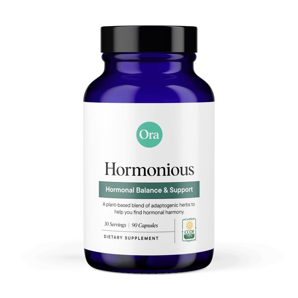Ora Organic Natural Hormone Balance Suplemento " Hormonal Acne Relief for Women - Support Skin, Mood, Energy, PMS " Menopause - Ashwagandha, Maca, Burdock Root, Cordyceps " VIT C - 90 cápsulas