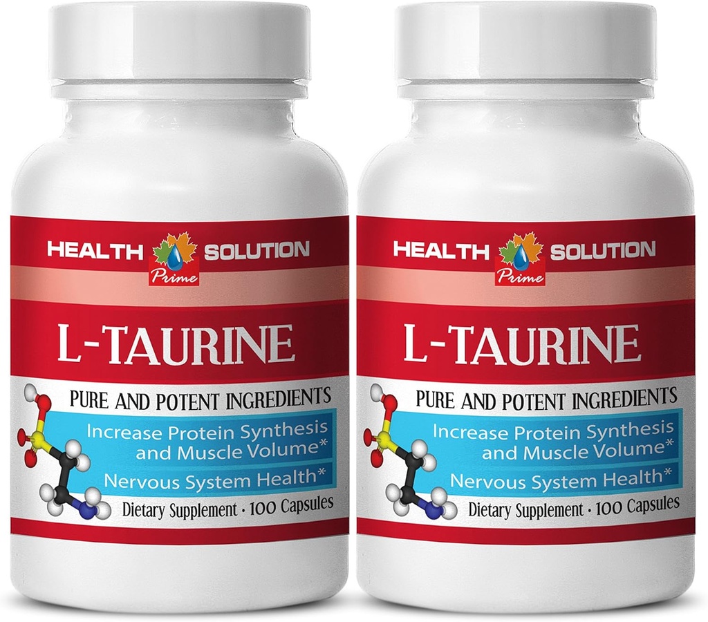 Taurine b6 - L-TAURINE 500MG - mantener la masa muscular magra, Suplemento Taurino, Aminoácidos Esenciales, Fotógrafo y Energía, Apoyo a la memoria, poderoso antioxidante, píldoras Detox, 2 Bot 200 cápsulas
