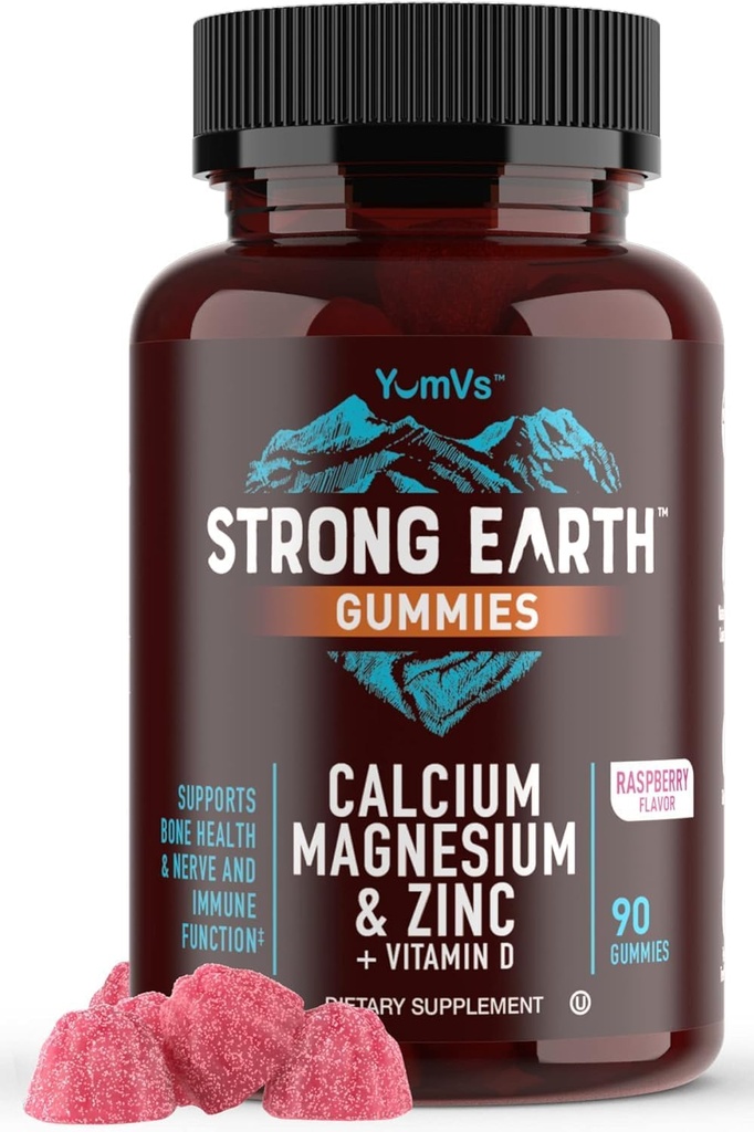 Calcio Magnesio Zinc Gummies con vitamina D3 – Calcio Magnesio Zinc D3 Suplemento Gummies Apoyo Bone Strength &amp; Immune Support – Tasty Kosher Gummy Vitaminas – 90 Condes