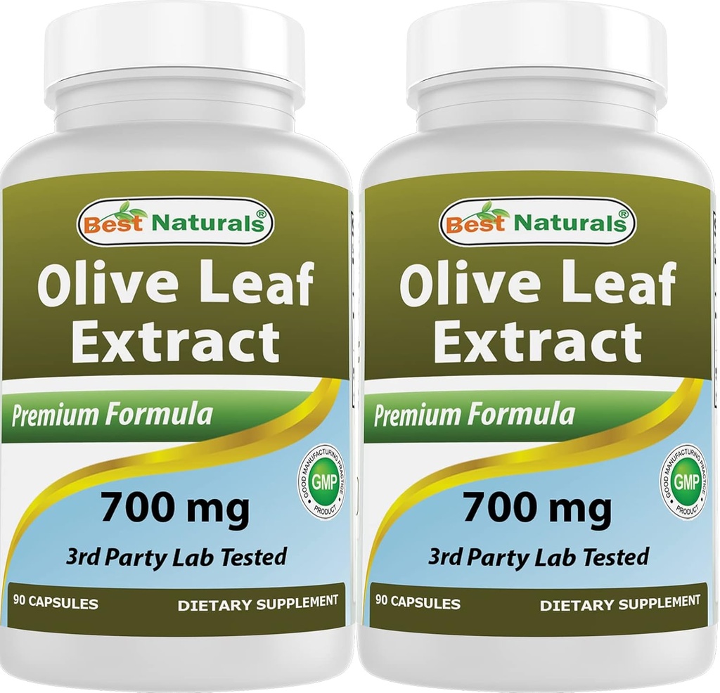 Mejores Naturales 2 Pack Olive Leaf Extracto 700mg 90 cápsulas (Total 180 cápsulas)