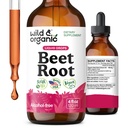 Wild &amp; Organic Beet Root Extract Drops - 8000 mg Fresh Beetroot Extract Equivalent - Extracto 20:1 - Liquid Red Beets Suplementos - 400 mg por Serving - Vegan, Alcohol &amp; Sugar-Free - 4 fl oz