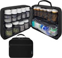 Gran organizador de botellas modulares acolchadas, bolsa de medicina, caso, portador de medicamentos, vitaminas y suministros médicos - para almacenamiento y viaje en casa - negro (sin bloqueo)