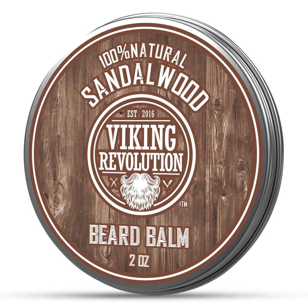 Vikingo Revolución Sandalwood Beard Balm - Beard Butter with Argan Oil, Beard Softener for Men with Jojoba Oil - Beard Moisturizer for Men with Beeswax - Beard Wax for Men (2oz, 1 Pack)
