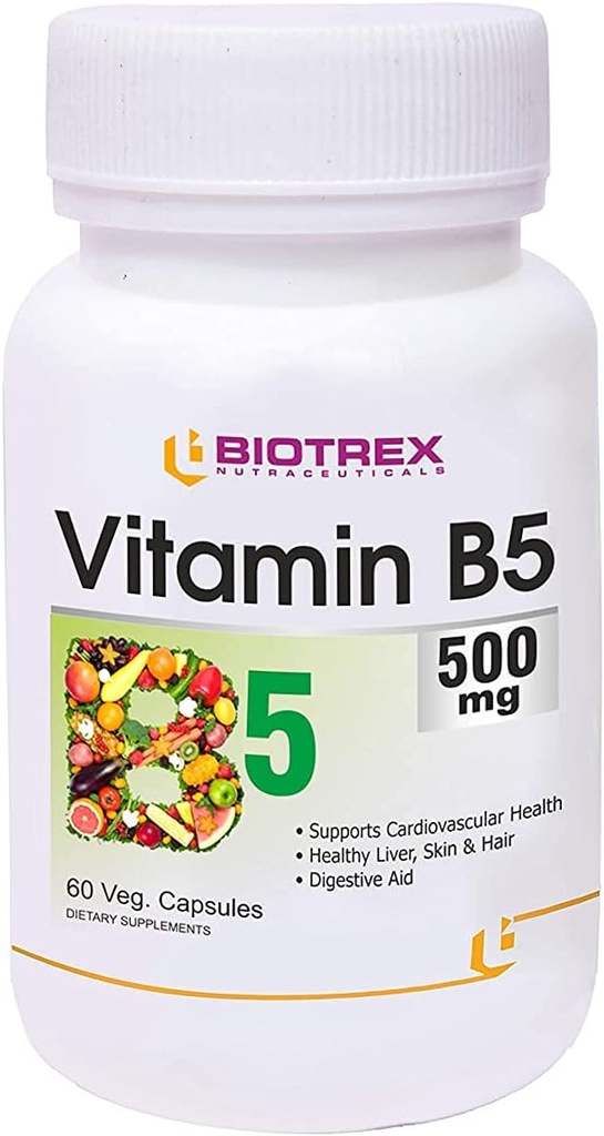Panihari Biotrex Nutraceuticals Vitamin B5, 500 mg -60 Veg Capsule