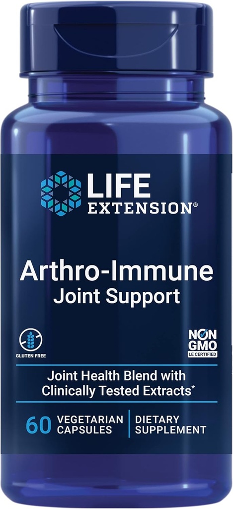 Life Extension Arthro-Immune Joint Support, Curcumin Elite™ Turmeric Extract, Andrographis paniculata, Supports Mobility and Flexibility, Vegetarian, Gluten Free, Non-GMO, 60 Capsules
