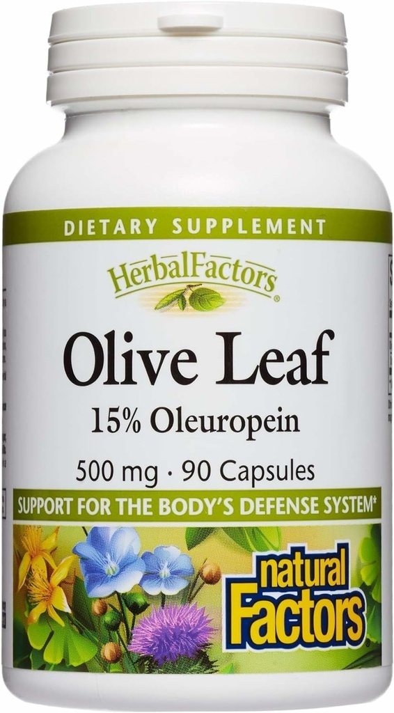 HerbalFactors por Factores Naturales, Hoja de Oliva 500 mg, Fórmula de Bienestar Natural, 90 cápsulas