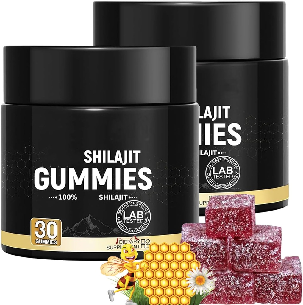 Himalayan Gold Grade Shilajit Gummies with Manuka Honey for Men &amp; Women TEN Blood Orange Oil Flavor TEN 85+ Trace Minerals " Fulvic Acid for Focus " Energy Healthy Gummies -30 Count (2)