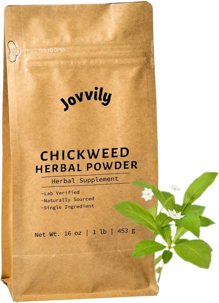 Herb de pollo - 1lb - Chickweed común - Sin gluten - Suplemento tradicional.