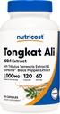Nutricost Tongkat Ali 1.000mg 120 Capsules - con Tribulus Terrestris y BioPerine, Vegetarian Caps, Non-GMO, Gluten Free, Potent Extract