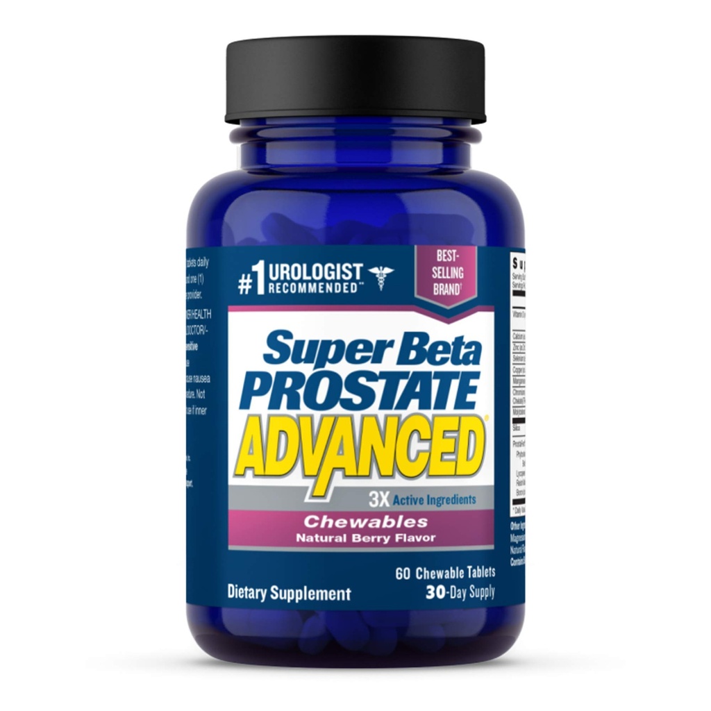 SUPER BETA PROSTATE Advanced Chewables - Prostate Support Supplement for Men's Health (60 Chews, 1-Bottle)