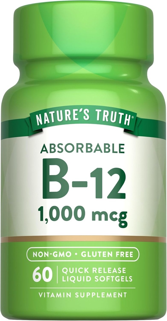 La verdad de la naturaleza Vitamina B12 TENIDO 1000 mcg TEN 60 Softgels