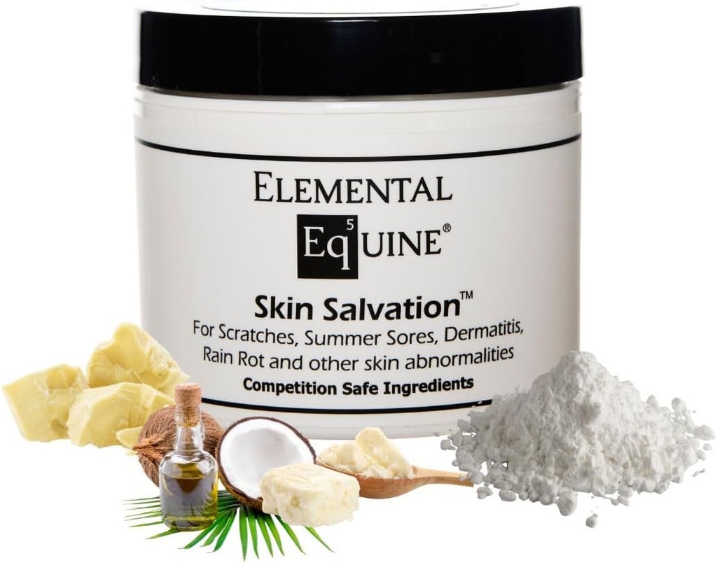 Elemental Equine Skin Salvation 4oz for Horses - Combats Scratches, Mud Fever, Summer Sores, Dermatitis, Summer Crud, Cannon Bone Gunk y Problemas de habilidad similares en Caballos