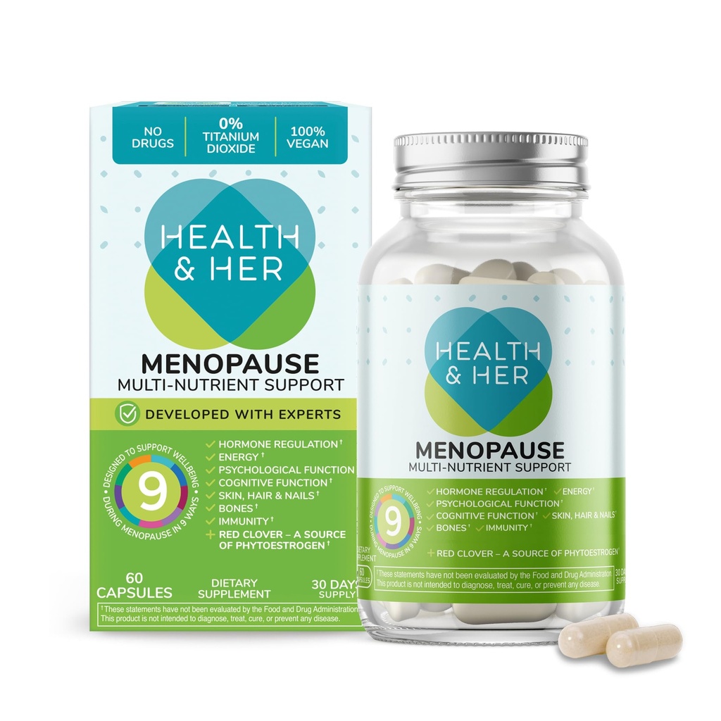 Salud " Sus suplementos de menopausia para las mujeres - Soporte multinúcleo, vitaminas de menopausia para la energía, huesos, músculos, piel " pelo, vegano, libre de gluten, no GMO (60ct - 1 mes)
