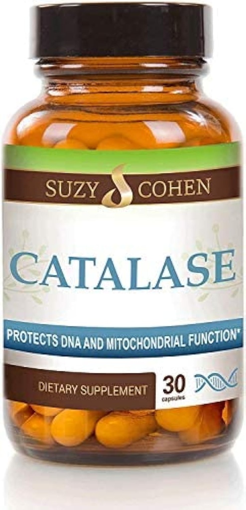 Suzy Cohen Catalase 12,500 CATu Suplemento dietético, Liver Enzyme, Neutralizes Hydrogen Peroxide, Supports Skin, Hair, and General Wellness, 30 Delayed-Release Capsules