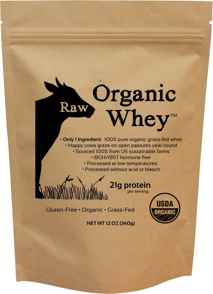 Polvo de proteína orgánica cruda, gran pito, vacas sanas felices, sin características, hormonas libres, sin gluten, sin sabor, sin sabor, Proteína sin mancha, 12 oz