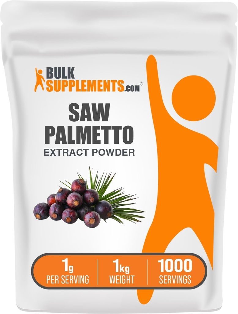 BulkSupplements.com Saw Palmetto Extract Powder - Serenoa Repens, Saw Palmetto Supplement, Herbal Supplement - Vegan & Gluten Free, 1g per Serving, 1kg (2.2 lbs) (Pack of 1)
