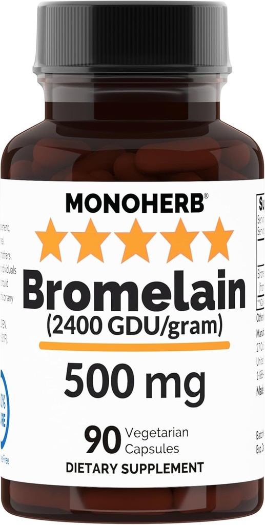 MonOHERB Bromelain 500 mg por cápsula - 90 cápsulas de veg - 90 piezas