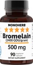 MonOHERB Bromelain 500 mg por cápsula - 90 cápsulas de veg - 90 piezas