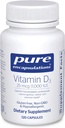 Encapsulaciones puras Vitamina D3 25 mcg (1,000 UI) - Suplemento de Bono de Apoyo, Conjunto, Breast, Corazón, Colon &amp; Immune Health - con Vitamina Premium D - 120 cápsulas