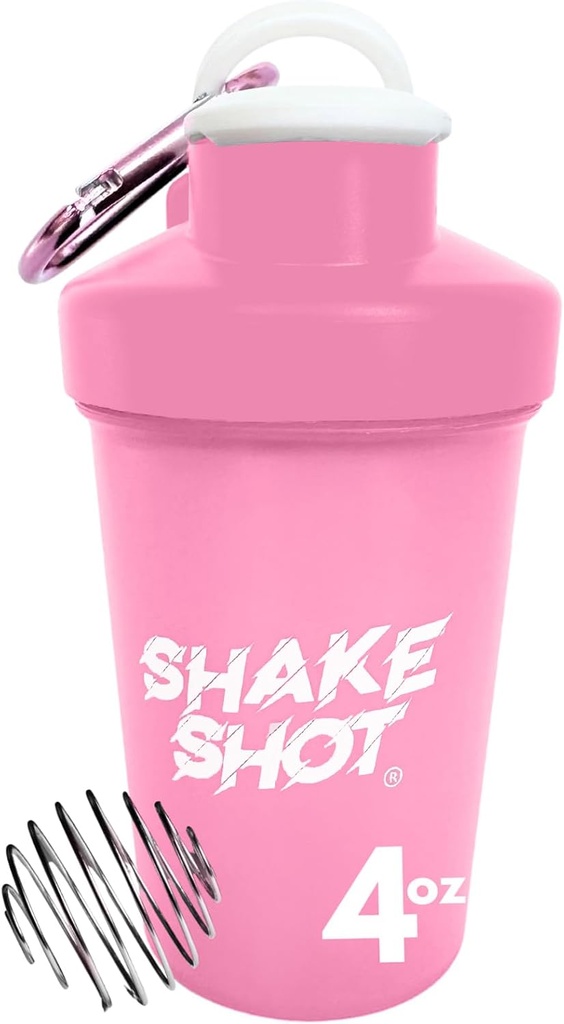 Rosa - 4oz Botella Mini Shaker para Pre Workout, Creatina, Pequeños Suplementos Scoop (No para Proteína) Clip &amp; Shaker Ball