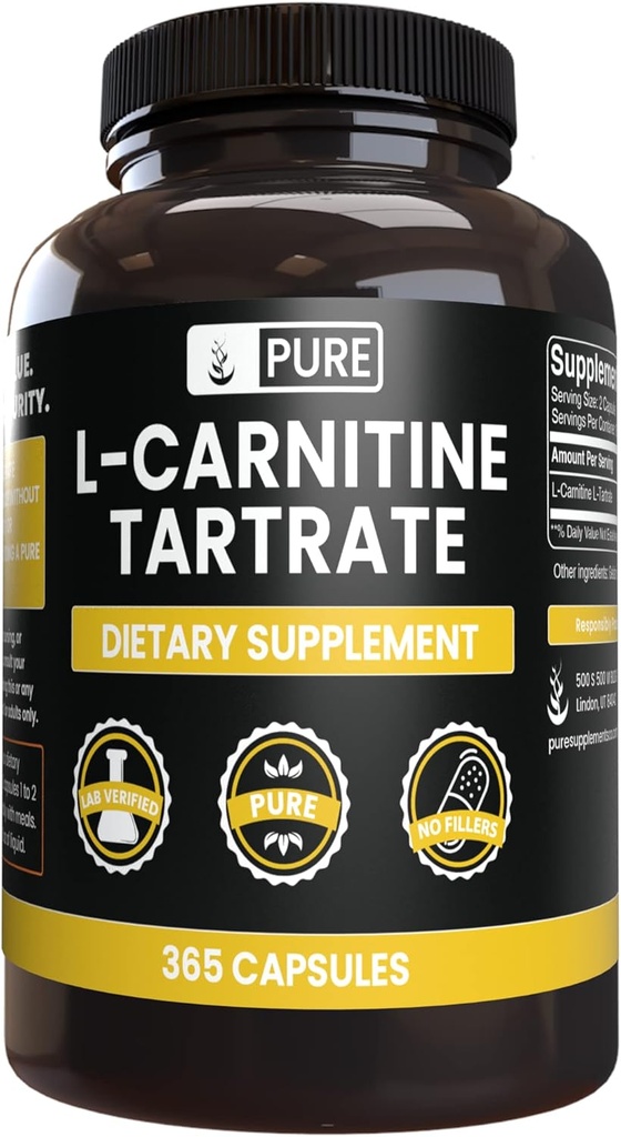Pure Original Ingredients L-Carnitine Tartrate (365 Capsules) No Magnesium Or Rice Fillers, Always Pure, Lab Verified