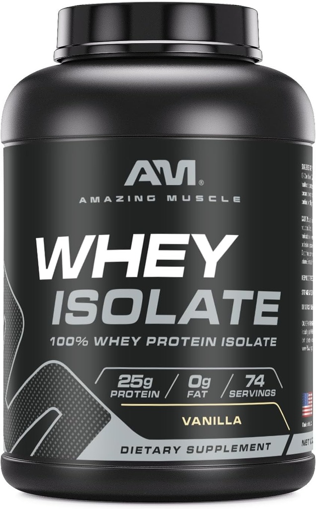 Increíble Muscle Whey Protein Isolate Powder ← 25 Grams Protein Por Serving Silencio 100% Whey Isolate ← Zero Fat ← Made in USA (5 Lb, Vanilla)
