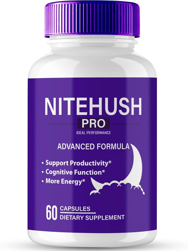 Nite Hush Pro Brain Supplements for Memory and Focus Capsules, NiteHush Advanced Formula Brain Health Support - Maximum Strength Nootropics NiteHushPro All Natural Support Pills Reviews (60 cápsulas)