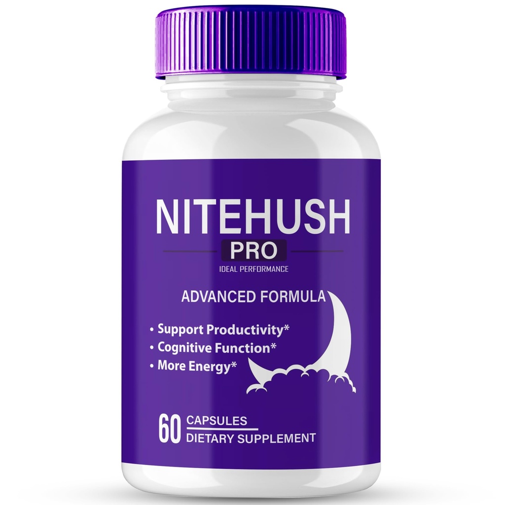 Nite Hush Pro Brain Supplements for Memory and Focus Capsules, NiteHush Advanced Formula Brain Health Support - Maximum Strength Nootropics NiteHushPro All Natural Support Pills Reviews (60 cápsulas)