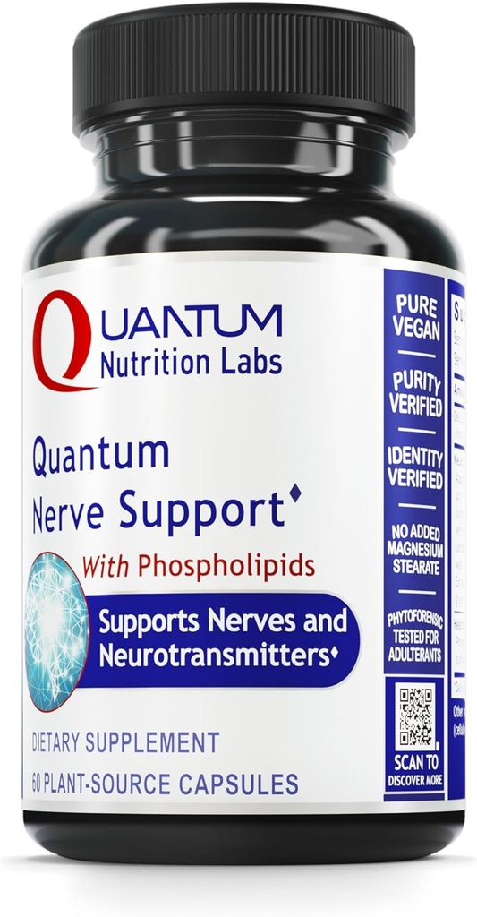 Laboratorios de Nutrición Cuántica Soporte para Nerve - Suplementos de Salud Nerve, Suplementos Cerebrales, Nootropic con Rhodiola Rosea, Cerebro &amp; Nerve Salud - 60 cápsulas vegetarianas