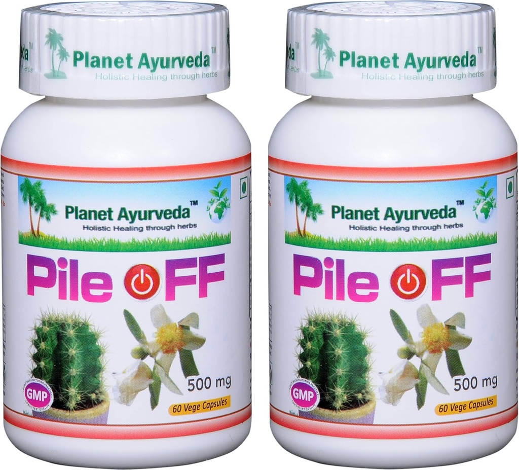 Planeta Ayurveda Pile Off, 500mg Veg Capsules - 2 Botellas