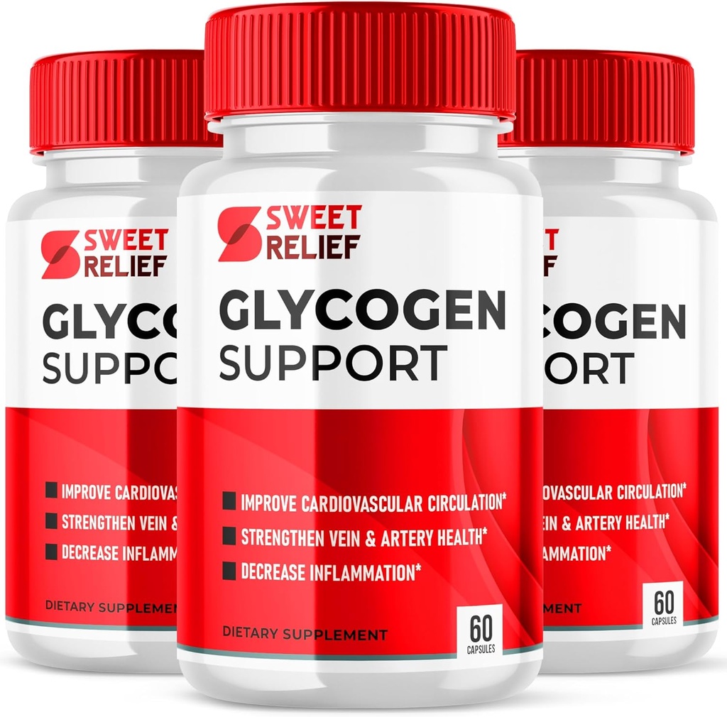 (3 Pack) Sweet Relief Glycogen Support Capsules, Sweet Relief Blood Vessel Cleaner Supplement, Sweet Releaf Glycogen Support Sweet Relief, SweetRelief Glucogen Support Sweet Relief (180 cápsulas)
