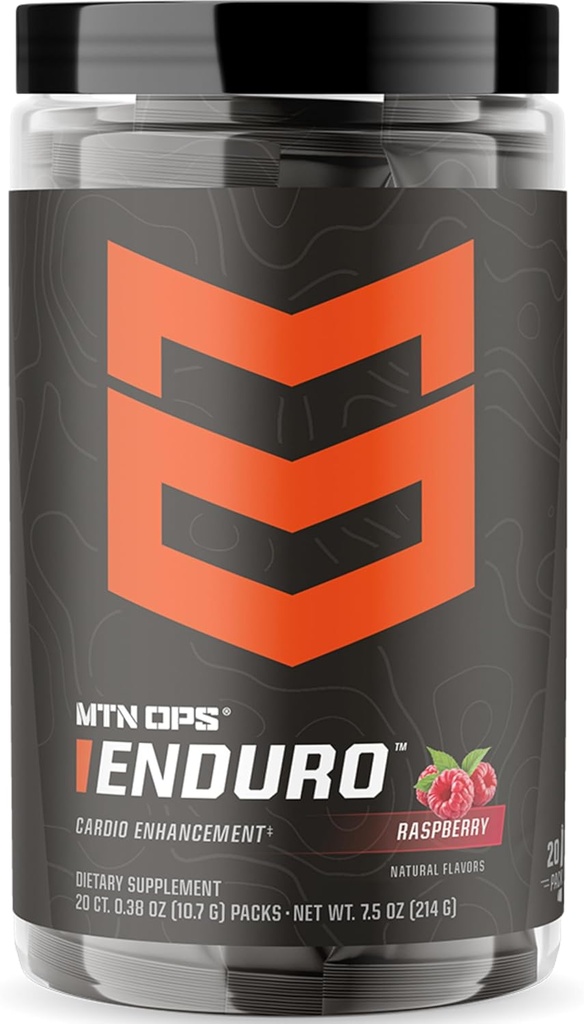 MTN OPS Enduro Trail Packs Nitric Oxide Stim Free Pre Workout TEN Magnesium Citrate, L Arginine &amp; L Citrulline Caffeine Free Preworkout TEN 20 Serving Raspberry