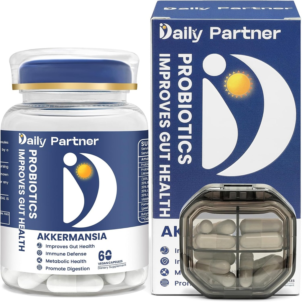 Akkermansia Probiotic con Butyrate, 30 Billones CFU Akkermansia Muciniphila Probiotics for GLP-1 Production, Supports Digestive & Gut Health for Women &amp; Men, Delayed Release, 60 Conde (Box Included)