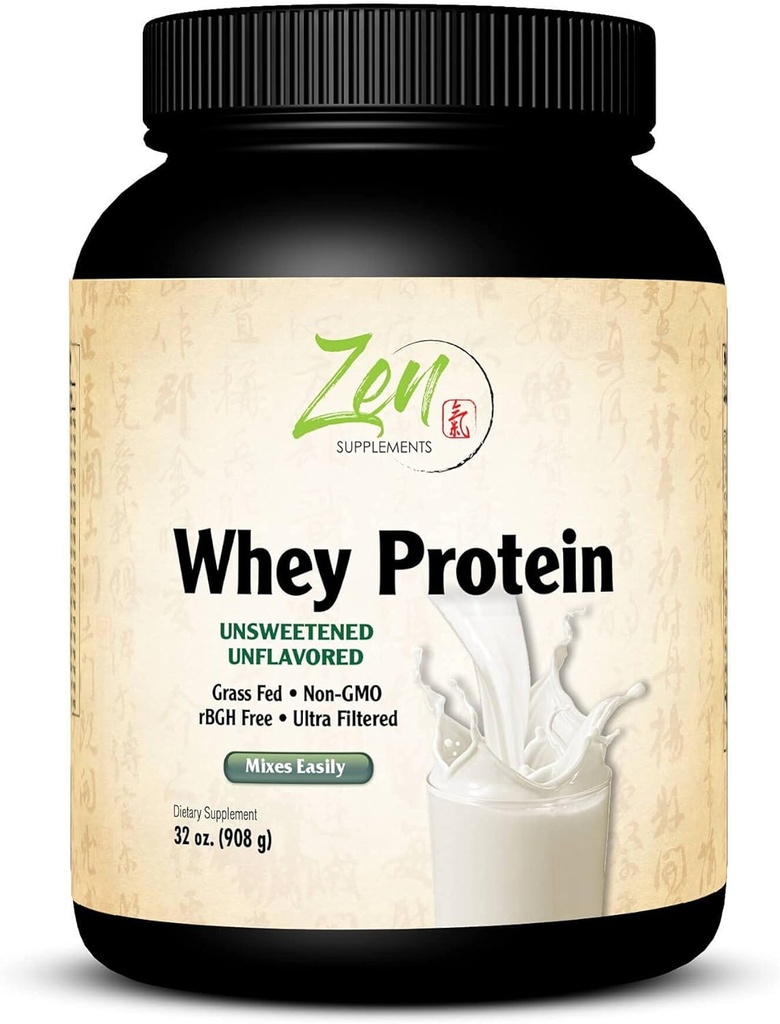 Suplementos Zen - Orgánica Grass Fed Whey Protein 19g Por Serving Keto Friendly - Desflavored 32 Oz-Powder