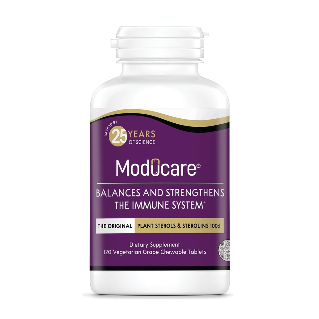 Moducare Daily Immune Support, Plant Sterol Suplemento dietético, Grape saboreado , 120 tabletas masticables