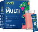 Polvo multivitamínico Root'd con electrolitos 3X para hombres - 24 vitaminas & minerales, electrolitos 3X, 9 superalimentos orgánicos, Probióticos & enzimas, hidratación multivitamínica libre de azúcar