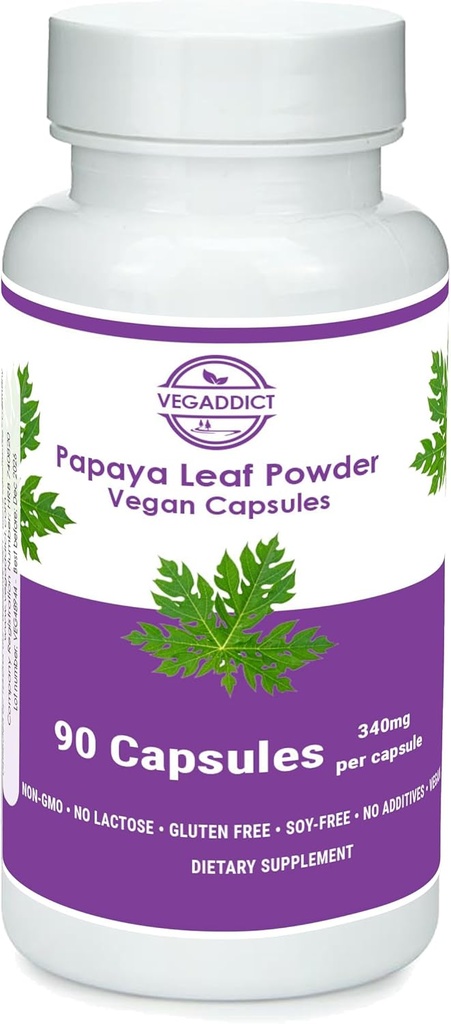 Papaya Leaf Powder Silencio 340mg Capsules ← fuente etílicamente Silencio Platelet Support Silencio Gluten &amp; Lactose Free ← Soy-Free Silencio No Additives ← No-GMO Silencioso Silencioso Suplemento Nutricional Silencioso Suplemento dietético (90X)