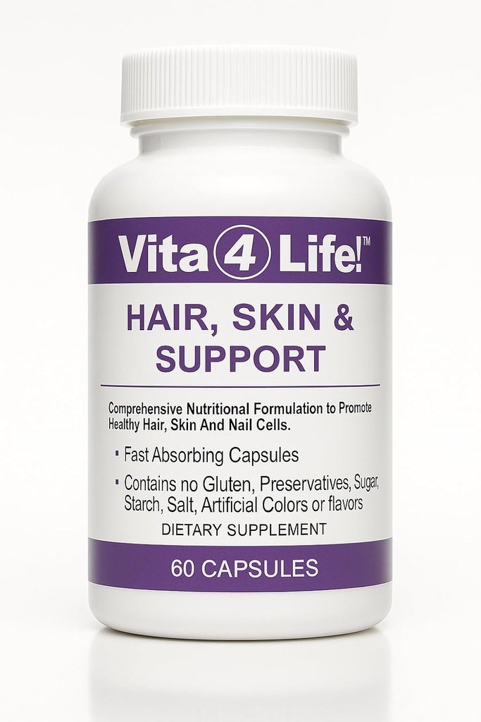 Vita4Life!® Biotin 2000mcg + MSM Hair Growth Vitamins for Women &amp; Men TEN Hair, Skin &amp; Nail Support Supplement with Vitamin A, E, Zinc ← Fast Absorbing Capsules, 60 Conteo, 30-Day Supply