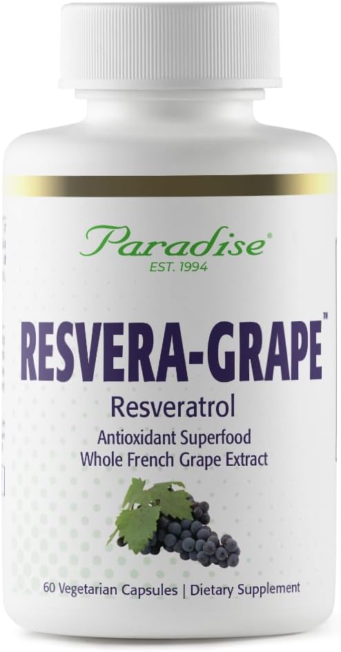 Herbs Paraíso Resveragrape, Resveratrol + Polyphenols + Opc's, Super Potent, Ultra Pure, Non-GMO, Gluten Free, 60 cápsulas vegetarianas