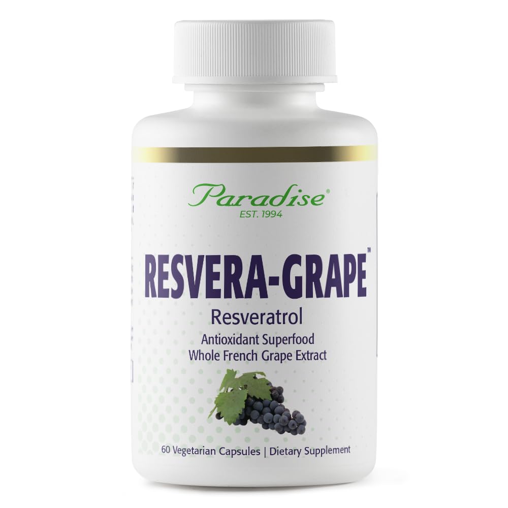 Paradise Herbs Resveragrape, Resveratrol + Polyphenols + Opc's, Super Potent, Ultra Pure, Non-GMO, Gluten Free, 60 Vegetarian Capsules