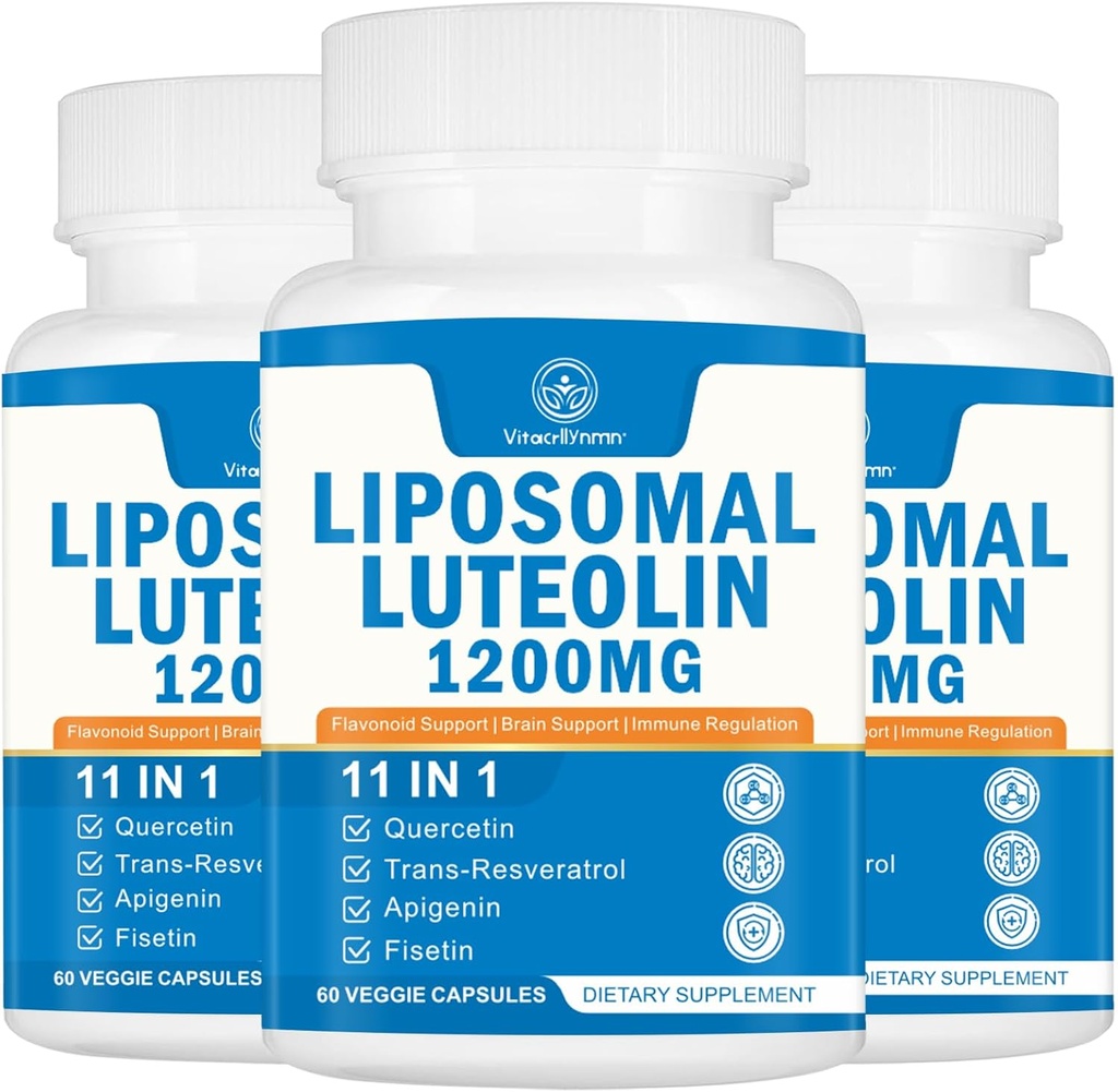 1200MG Liposomal Luteolina Suplemento - Absorción Máxima, Boosto Antioxidante para el cerebro 180 cápsulas