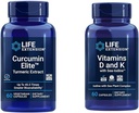 La extensión de vida Curcumin Elite Turmeric Extract, promueve una respuesta inflamatoria saludable " Vitaminas D y K con Iodo marino, vitamina D3, vitamina K1 y K2